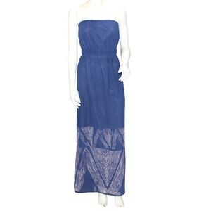 The Limited Strapless Blue Maxi Dress Elastic Waist Size S